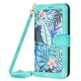 thumbnail image 1 of ELEHOLD Wallet Case for iPhone 11 Premium Leather Flower Floral Pattern with Card Slots Kickstand Function Crossbody Shoulder Strap Wriststrap Lanyard Folio Wallet Case,green, 1 of 8
