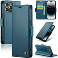 thumbnail image 1 of ELEHOLD Wallet Case for iPhone 11 Pro Max 6.5" Premium Leather Case wih RFID Blocking Function Card Slots Kickstand Magnetic Clasp Shockproof Cover for Men Women,Blue, 1 of 11