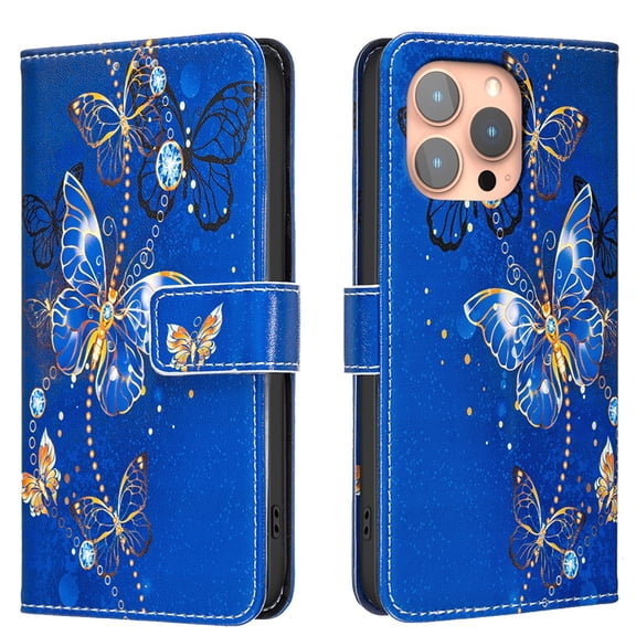ELEHOLD Wallet Case for iPhone 11 Pro, PU Leather Patterned Flip Folio Stand Card Slots Magnetic Closure  Shockproof Protective Case for Women Girls,F