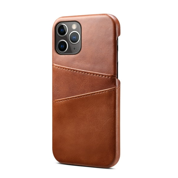 ELEHOLD Wallet Case for iPhone 12 / iPhone 12 Pro with Credit Card Holder, Slim PU Leather Hard Card Pocket Back Cover Shockproof Protective Case 6.1 Inch,Brown