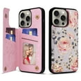 thumbnail image 1 of ELEHOLD Wallet Case for iPhone 12 Pro Max Case Beautiful Flower Floral Pattern with Back Card Holders Magnetic Button RFID Blocking Shockproof Protective Stand Case for iPhone 12 Pro Max,A, 1 of 7