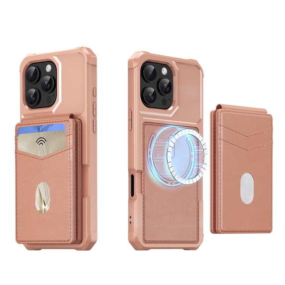 ELEHOLD Wallet Case for iPhone 13 Pro Max, 2-in-1 Magnetic Leather Phone Case with RFID Blocking Card Holder Detachable Wallet ,Strong Magnetic Wireless Charging Compatible ,Rosegold