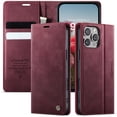 thumbnail image 1 of ELEHOLD Wallet Case for iPhone 13 Pro, Shockproof Faux Leather Flip Kickstand RFID Blocking Shockproof Card Cash Slots Wallet Case for iPhone 13 Pro,Red, 1 of 11