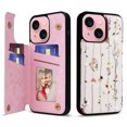 thumbnail image 1 of ELEHOLD Wallet Case for iPhone 14 Plus Case Beautiful Flower Floral Pattern with Back Card Holders Magnetic Button RFID Blocking Shockproof Protective Stand Case for iPhone 14 Plus,B, 1 of 7