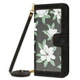 thumbnail image 1 of ELEHOLD Wallet Case for iPhone 14 Plus Premium Leather Flower Floral Pattern with Card Slots Kickstand Function Crossbody Shoulder Strap Wriststrap Lanyard Folio Wallet Case,black, 1 of 8