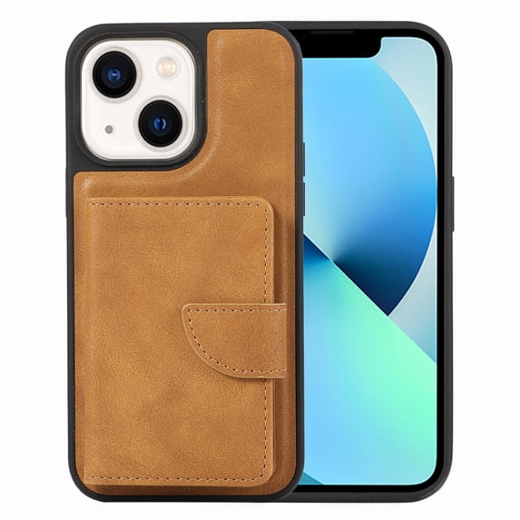 ELEHOLD Wallet Case for iPhone 14 Plus Synthetic Leather 2-in-1 Phone Case with Magnetic Detachable Flip Card Slot Magnetic Clasp Drop Protection Shockproof Full Protective Wallet Case,brown
