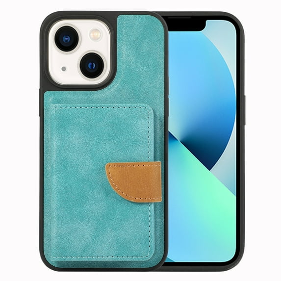 ELEHOLD Wallet Case for iPhone 14 Plus Synthetic Leather 2-in-1 Phone Case with Magnetic Detachable Flip Card Slot Magnetic Clasp Drop Protection Shockproof Full Protective Wallet Case,green