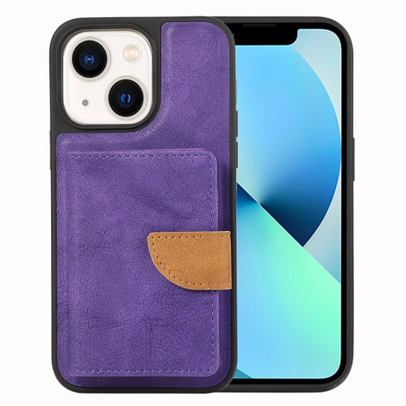 ELEHOLD Wallet Case for iPhone 14 Plus Synthetic Leather 2-in-1 Phone Case with Magnetic Detachable Flip Card Slot Magnetic Clasp Drop Protection Shockproof Full Protective Wallet Case,purple