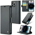 thumbnail image 1 of ELEHOLD Wallet Case for iPhone 14 Pro Max 6.7" Premium Leather Case wih RFID Blocking Function Card Slots Kickstand Magnetic Clasp Shockproof Cover for Men Women, Black, 1 of 11