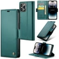 thumbnail image 1 of ELEHOLD Wallet Case for iPhone 14 Pro Max 6.7" Premium Leather Case wih RFID Blocking Function Card Slots Kickstand Magnetic Clasp Shockproof Cover for Men Women, Green, 1 of 11