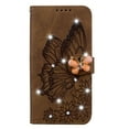 thumbnail image 1 of ELEHOLD Wallet Case for iPhone 14 Pro Max,Butterfly Pattern Shiny Diamond with Card Slots Kickstand Magnetic Clasp Shockproof Fashion Folio Wallet Case,Brown, 1 of 6