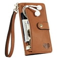 thumbnail image 1 of ELEHOLD Wallet Case for iPhone 14 Pro Max, RFID Blocking 7 Card Slots Magnetic Zipper Purse with Wristlet Strap Stand PU Leather Shockproof TPU Shell Compatible with iPhone 14 Pro Max,Brown, 1 of 8