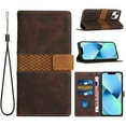 thumbnail image 1 of ELEHOLD Wallet Case for iPhone 15 6.1", Premium PU Leather Card Holders with Lanyard Kickstand Magnetic Clasp Shockproof Anti-Scratch Purse Protective Case for iPhone 15,Brown, 1 of 6