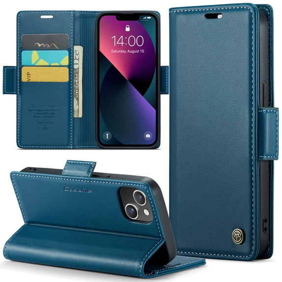 ELEHOLD Wallet Case for iPhone 15 Plus 6.7" Premium Leather Case wih RFID Blocking Function Card Slots Kickstand Magnetic Clasp Shockproof Cover for Men Women for iPhone 15 Plus,Blue