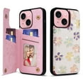 thumbnail image 1 of ELEHOLD Wallet Case for iPhone 15 Plus Case Beautiful Flower Floral Pattern with Back Card Holders Magnetic Button RFID Blocking Shockproof Protective Stand Case for iPhone 15 Plus,C, 1 of 7