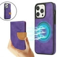 thumbnail image 1 of ELEHOLD Wallet Case for iPhone 15 Pro Synthetic Leather 2-in-1 Phone Case with Magnetic Detachable Flip Card Slot Magnetic Clasp Drop Protection Shockproof Full Protective Wallet Case,purple, 1 of 9