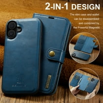 ELEHOLD Wallet Case For iPhone 17 , 2-in-1 Vintage Leather WalletMagnetic Detachable Flip Folio Stand Slim Shockproof Case Cover with Card Slots For iPhone 17,Blue
