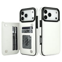 ELEHOLD Wallet Case for iPhone 17 Pro Max Flip Back Card Holders Kickstand Function Magnetic Button Slim Lightweight Wallet Case for iPhone 17 Pro Max ,White