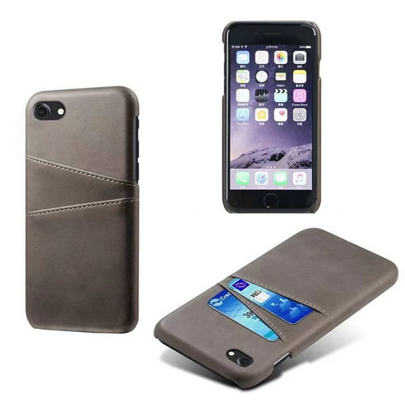 ELEHOLD Wallet Case for iPhone 8 / iPhone 7 / iPhone SE 2022 2020 with Credit Card Holder, Slim PU Leather Hard Card Pocket Back Cover Shockproof Protective Case 4.7 Inch,Gray