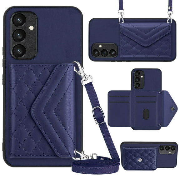 ELEHOLD Wallet Crossbody Case for Samsung Galaxy A53 5G Case with Flip Card Slots RFID Blocking Function Magnetic Closure Stand Detachable Crossbody Shoulder Strap for Women Girls,blue