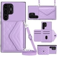 thumbnail image 1 of ELEHOLD Wallet Crossbody Case for Samsung Galaxy S22 Ultra Case with Flip Card Slots RFID Blocking Function Magnetic Closure Stand Detachable Crossbody Shoulder Strap for Women Girls,purple, 1 of 8