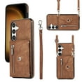 thumbnail image 1 of ELEHOLD Wallet Crossbody Case for Samsung Galaxy S23 FE with RFID Card Slots Zipper Pocket Kickstand Function Shockproof Galaxy S23 FE Purse Case with Detachable Shoulder Strap,Brown, 1 of 9