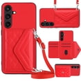 thumbnail image 1 of ELEHOLD Wallet Crossbody Case for Samsung Galaxy S24 Case with Flip Card Slots RFID Blocking Function Magnetic Closure Stand Detachable Crossbody Shoulder Strap for Women Girls,red, 1 of 8