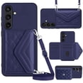 thumbnail image 1 of ELEHOLD Wallet Crossbody Case for Samsung Galaxy S24 Case with Flip Card Slots RFID Blocking Function Magnetic Closure Stand Detachable Crossbody Shoulder Strap for Women Girls,blue, 1 of 8