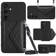thumbnail image 1 of ELEHOLD Wallet Crossbody Case for Samsung Galaxy S24 Case with Flip Card Slots RFID Blocking Function Magnetic Closure Stand Detachable Crossbody Shoulder Strap for Women Girls,black, 1 of 8