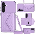 thumbnail image 1 of ELEHOLD Wallet Crossbody Case for Samsung Galaxy S24 Case with Flip Card Slots RFID Blocking Function Magnetic Closure Stand Detachable Crossbody Shoulder Strap for Women Girls,purple, 1 of 8