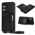 thumbnail image 1 of ELEHOLD Wallet Crossbody Case for Samsung Galaxy S24 Plus,Back Flip Card Slots Zipper Pocket Kickstand Function Shockproof Purse Case with Crossbody Strap,Black, 1 of 1