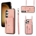 thumbnail image 1 of ELEHOLD Wallet Crossbody Case for Samsung Galaxy S24 Plus with RFID Card Slots Zipper Pocket Kickstand Function Shockproof Galaxy S24 Plus Purse Case with Detachable Shoulder Strap,Rosegold, 1 of 9