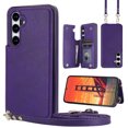 thumbnail image 1 of ELEHOLD Wallet Crossbody Case for Samsung Galaxy S24 Premium PU Leather Cover with Flip Back Card Holders Kickstand Function Detachable Strap for Samsung Galaxy S24 Purse Case,Purple, 1 of 7