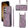 thumbnail image 1 of ELEHOLD Wallet Crossbody Case for Samsung Galaxy S24 with RFID Card Slots Zipper Pocket Kickstand Function Shockproof Galaxy S24 Purse Case with Detachable Shoulder Strap,Purple, 1 of 9