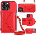 thumbnail image 1 of ELEHOLD Wallet Crossbody Case for iPhone 11 Pro Case with Flip Card Slots RFID Blocking Function Magnetic Closure Stand Detachable Crossbody Shoulder Strap for Women Girls,red, 1 of 8
