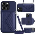 thumbnail image 1 of ELEHOLD Wallet Crossbody Case for iPhone 11 Pro Max Case with Flip Card Slots RFID Blocking Function Magnetic Closure Stand Detachable Crossbody Shoulder Strap for Women Girls,blue, 1 of 8