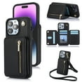 thumbnail image 1 of ELEHOLD Wallet Crossbody Case for iPhone 11 with RFID Blocking Card Holders Zipper Purse Storage Kickstand Function Detachable Wrist Lanyard Shoulder Strap Shockproof Wallet Case,black, 1 of 8