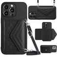 thumbnail image 1 of ELEHOLD Wallet Crossbody Case for iPhone 12 Pro Max Case with Flip Card Slots RFID Blocking Function Magnetic Closure Stand Detachable Crossbody Shoulder Strap for Women Girls,black, 1 of 8