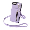 thumbnail image 1 of ELEHOLD Wallet Crossbody Case for iPhone 8 Plus/7 Plus with RFID Blocking Card Holders Zipper Purse Storage Kickstand Function Detachable Wrist Lanyard Shoulder Strap Shockproof Case,lightpurple, 1 of 8