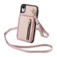 thumbnail image 1 of ELEHOLD Wallet Crossbody Case for iPhone XR with RFID Blocking Card Holders Zipper Purse Storage Kickstand Function Detachable Wrist Lanyard Shoulder Strap Shockproof Wallet Case,rosegold, 1 of 8