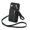 thumbnail image 1 of ELEHOLD Wallet Crossbody Case for iPhone XS/X with RFID Blocking Card Holders Zipper Purse Storage Kickstand Function Detachable Wrist Lanyard Shoulder Strap Shockproof Wallet Case,black, 1 of 8
