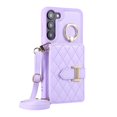 thumbnail image 1 of ELEHOLD Wallet Crossbody for Samsung Galaxy S22 Case with Lanyard Wrist Strap Credit Card Holder, PU Leather Protective Phone Case with Ring Holder,Purple, 1 of 8