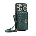 thumbnail image 1 of ELEHOLD Wallet Crossbody for iPhone 14 Pro Case with Lanyard Wrist Strap Credit Card Holder, PU Leather Protective Phone Case with Ring Holder,Green, 1 of 8