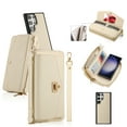 thumbnail image 1 of ELEHOLD Wallet Phone Bag with Case for Samsung Galaxy S22 Plus Large Capacity Multi-Functional Case with Card Holders Zipper Purse Wriststrap Crossbody Shoulder Strap Handbag for Women Girls,beige, 1 of 8