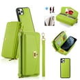 thumbnail image 1 of ELEHOLD Wallet Phone Bag with Case for iPhone 11 Large Capacity Multi-Functional Case with Card Holders Zipper Purse Wriststrap Crossbody Shoulder Strap Handbag Case for Women Girls,green, 1 of 8