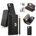 thumbnail image 1 of ELEHOLD Wallet Phone Bag with Case for iPhone 11 Pro Large Capacity Multi-Functional Case with Card Holders Zipper Purse Wriststrap Crossbody Shoulder Strap Handbag Case for Women Girls,black, 1 of 8
