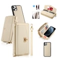 thumbnail image 1 of ELEHOLD Wallet Phone Bag with Case for iPhone 11 Pro Large Capacity Multi-Functional Case with Card Holders Zipper Purse Wriststrap Crossbody Shoulder Strap Handbag Case for Women Girls,beige, 1 of 1