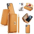 thumbnail image 1 of ELEHOLD Wallet Phone Bag with Case for iPhone 11 Pro Large Capacity Multi-Functional Case with Card Holders Zipper Purse Wriststrap Crossbody Shoulder Strap Handbag Case for Women Girls,orange, 1 of 1