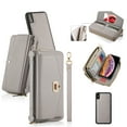 thumbnail image 1 of ELEHOLD Wallet Phone Bag with Case for iPhone XR Large Capacity Multi-Functional Case with Card Holders Zipper Purse Wriststrap Crossbody Shoulder Strap Handbag Case for Women Girls,grey, 1 of 8
