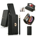 thumbnail image 1 of ELEHOLD Wallet Phone Bag with Case for iPhone XS/X Large Capacity Multi-Functional Case with Card Holders Zipper Purse Wriststrap Crossbody Shoulder Strap Handbag Case for Women Girls,black, 1 of 8